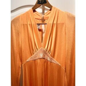 NEUSTETERS / Dan Lee Vtg 60s Orange Party Dress w/Arrow Sheer‎ Bust Size 12